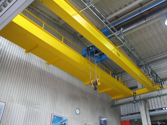 ภาพวาดสีเหลือง Double Girder Eot Crane ความจุ 20 ตันพร้อมรถเข็นรอก