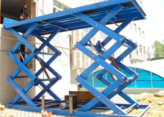 SANTO Stationary Hydraulic 3 Ton Scissor Lift 5.5KW ลิฟต์ไฟฟ้าสำหรับงานก่อสร้าง