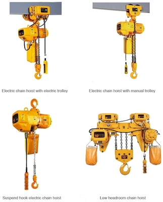 3.2Ton Workshop รอกโซ่ไฟฟ้าสีเหลือง Collor พร้อมรถเข็นมอเตอร์