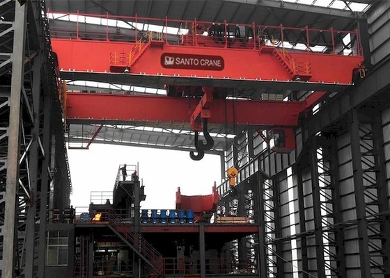 QDY 5-74/20 ตัน Double Girder Steel Gantry Crane A7 Double Hook Casting Ladle Crane